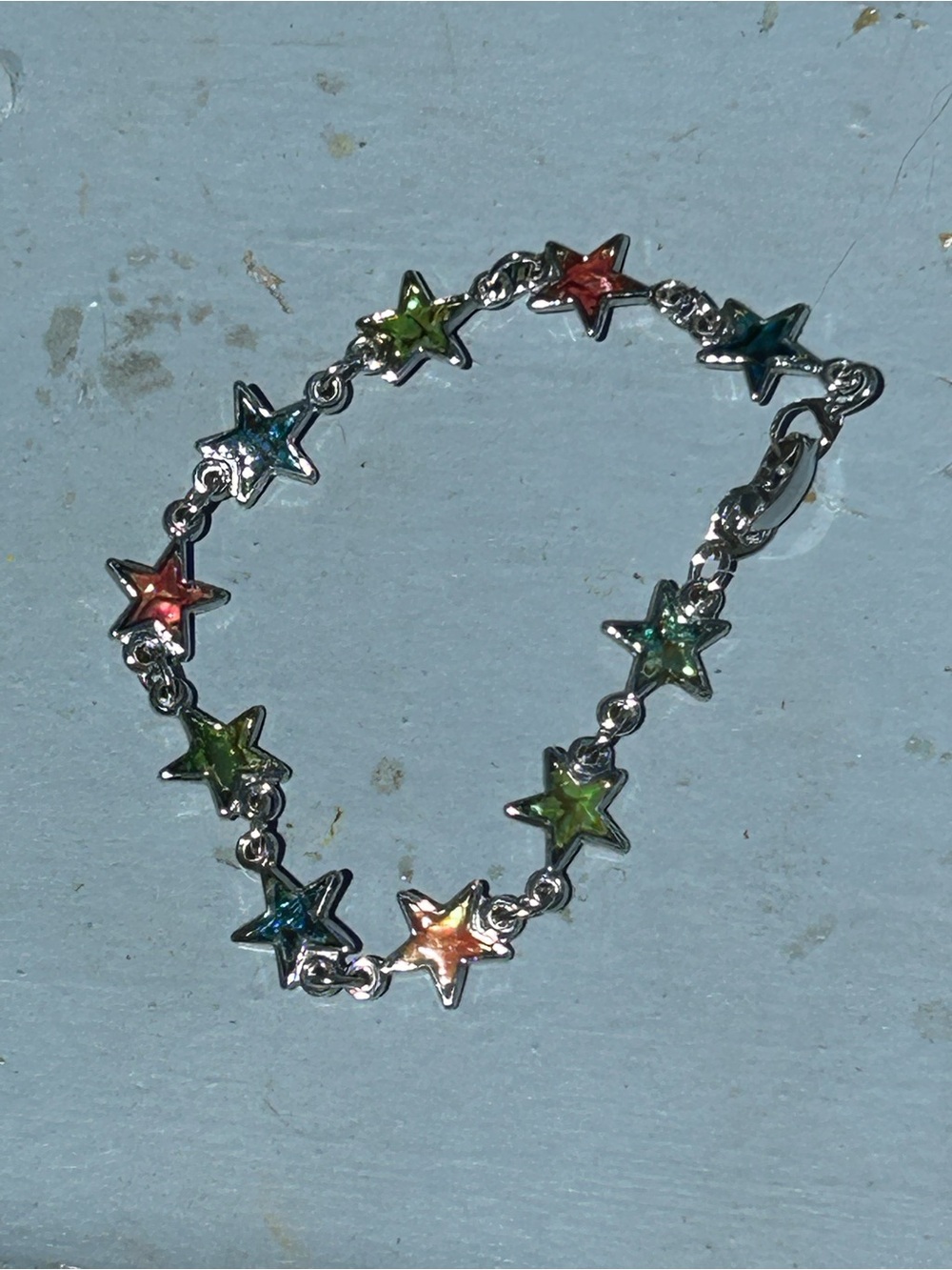 VINTAGE STAR BRACELET Paua Shell Abalone Shell Multicolored Star Shaped Links